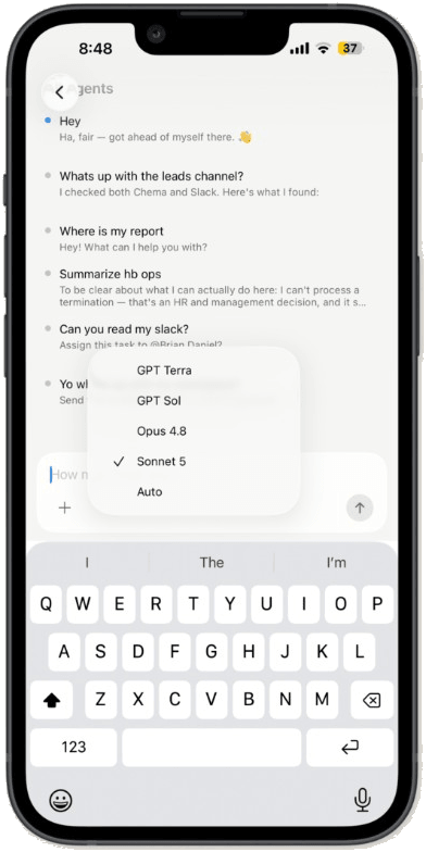 Chema iOS agent model picker
